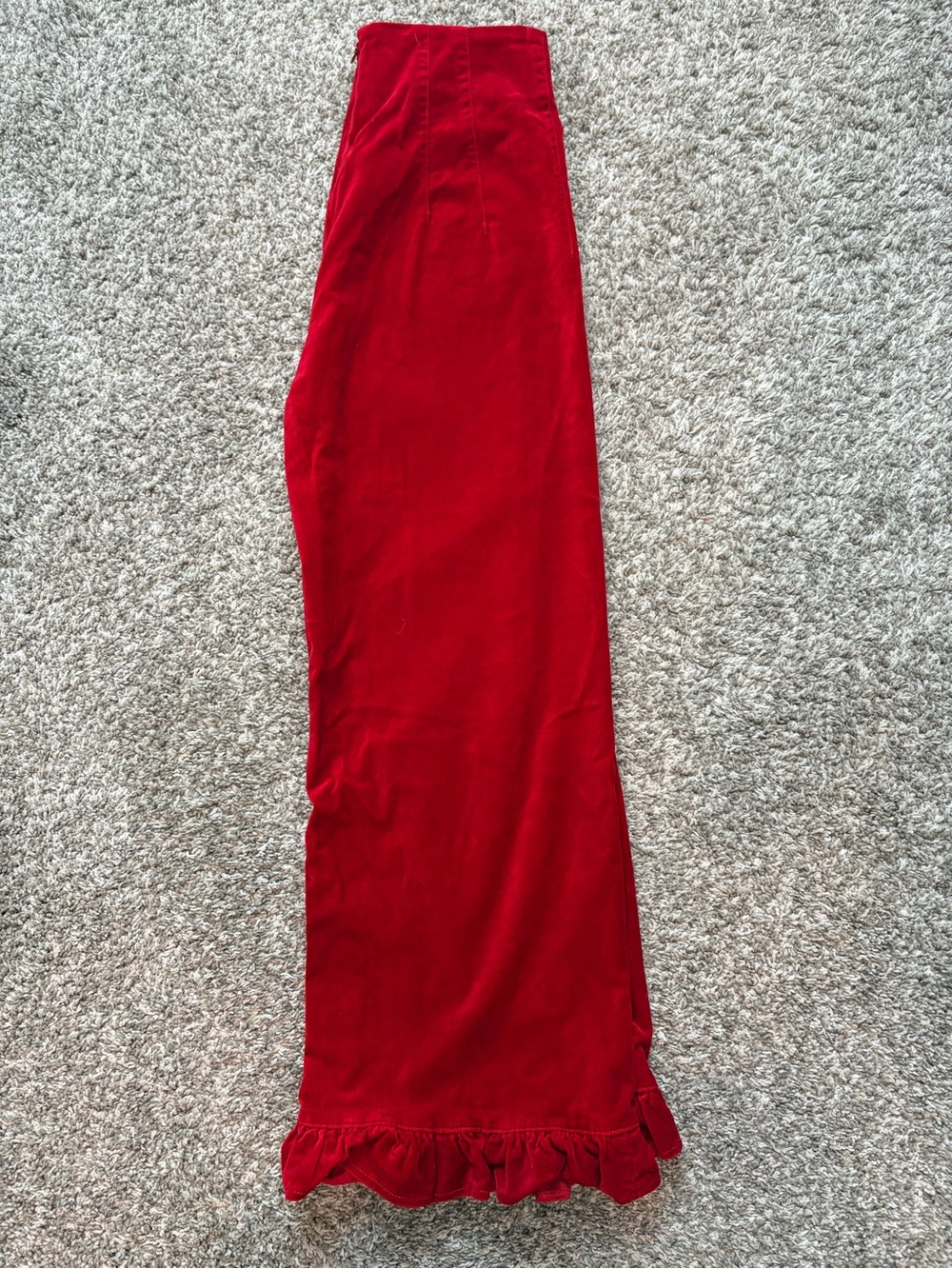 Maeve Red Ruffle-Hem Cropped Wide-Leg Pants - Picture 5 of 7